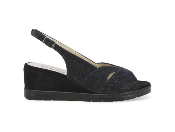 Melluso Sandali Comfort Estivi con Zeppa Tessuto Galassia Nero R80339Z-244860